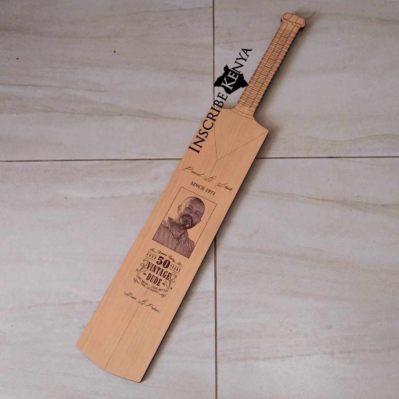 Wooden Cricket Bat Shaped Wall Hanging