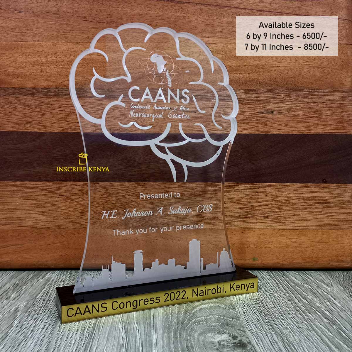 Acrylic Brain shape Award Trophy