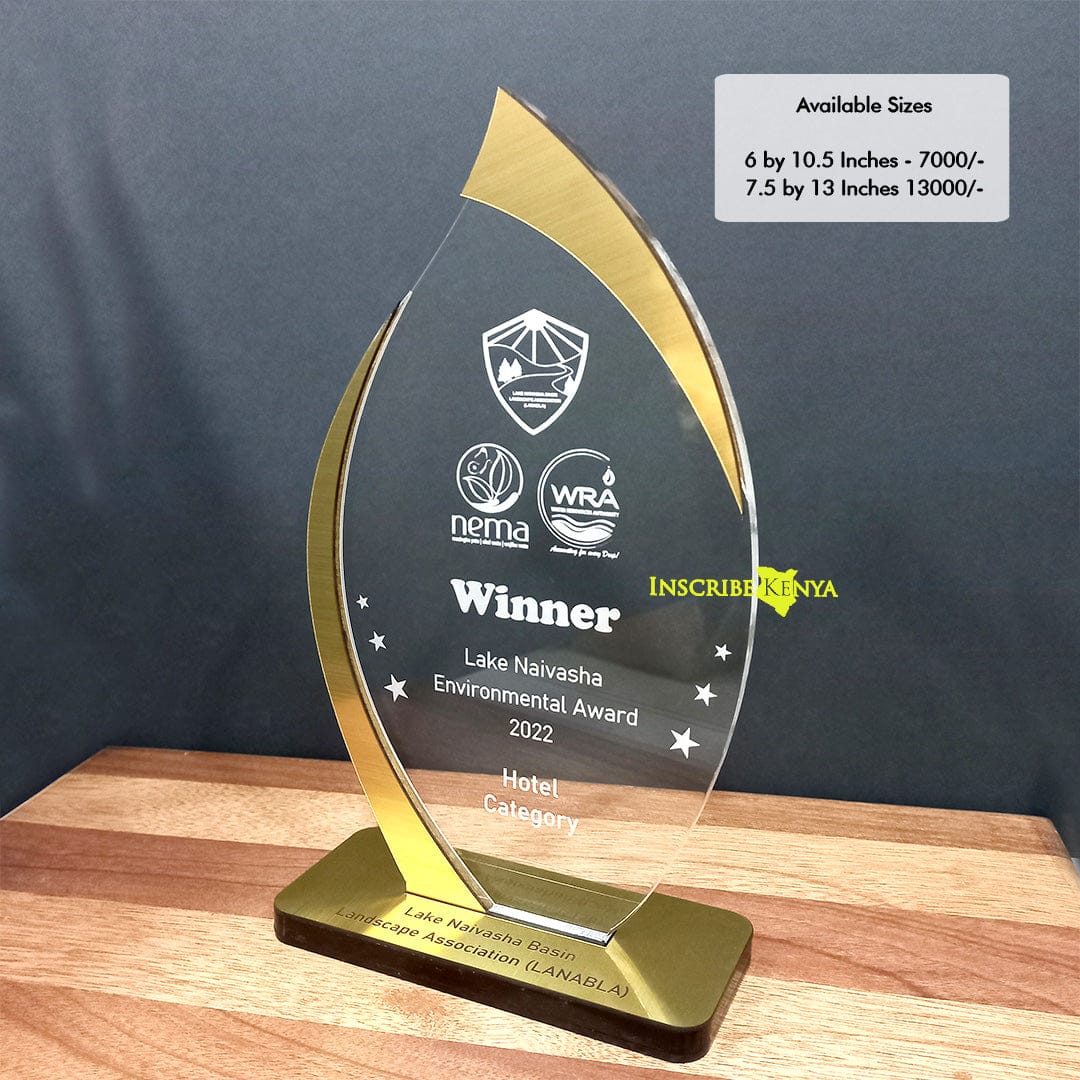 Acrylic Gold Stripped Cone Award/Tophy Plaque