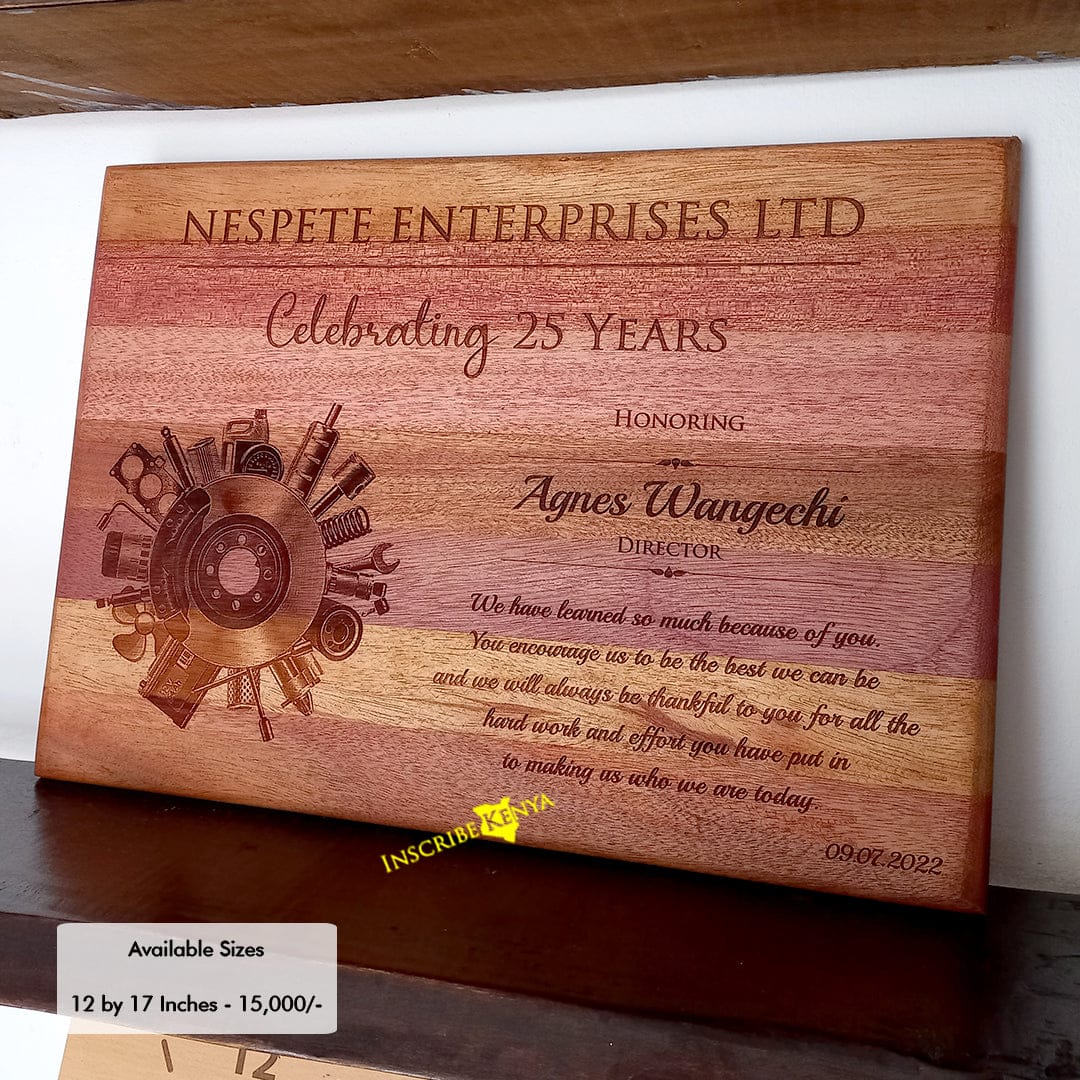 Inscribed Wooden Mahogany Board