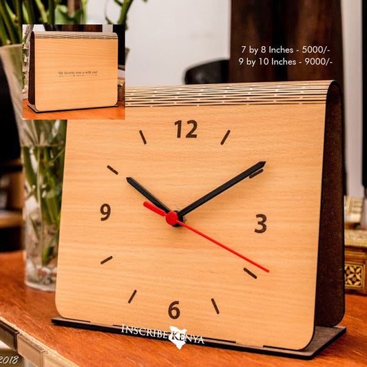 Inscribed Wooden Desk Clock