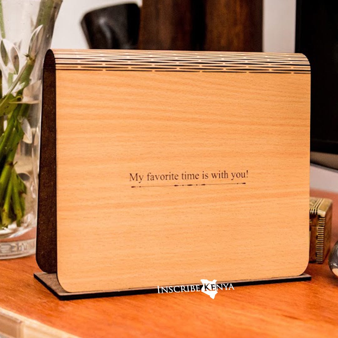 Inscribed Wooden Desk Clock