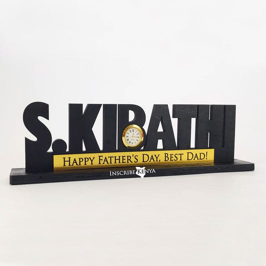 Wooden Desk Name with Watch