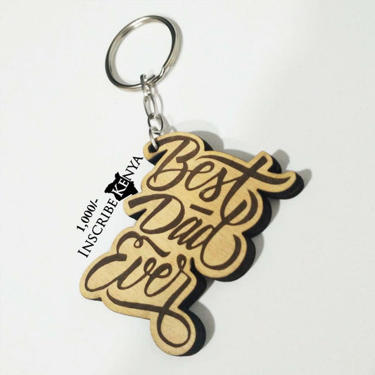 Best Dad Ever Wooden Keychain