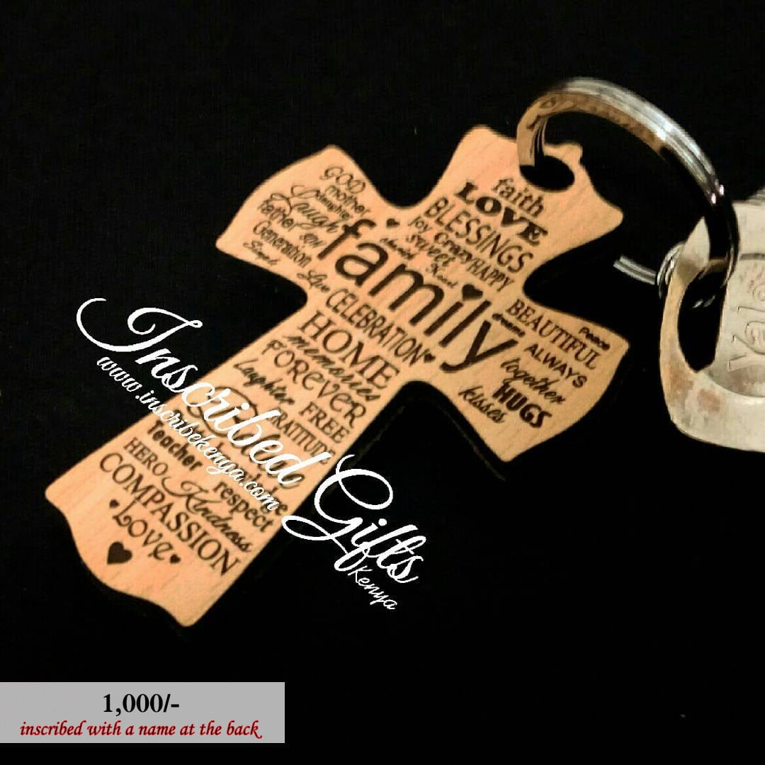 Wooden Cross shaped Keychain