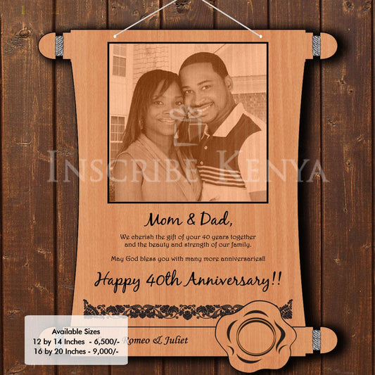 Wooden Scroll Inscribed Photo Frame PF013