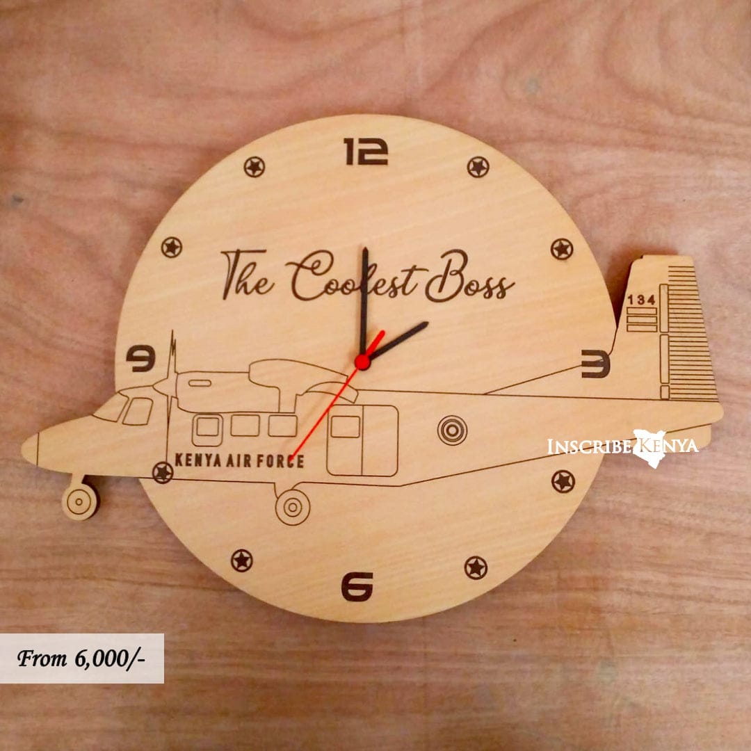 Wooden Kenya Air Force Plane Aeroplane Wall Clock WC012