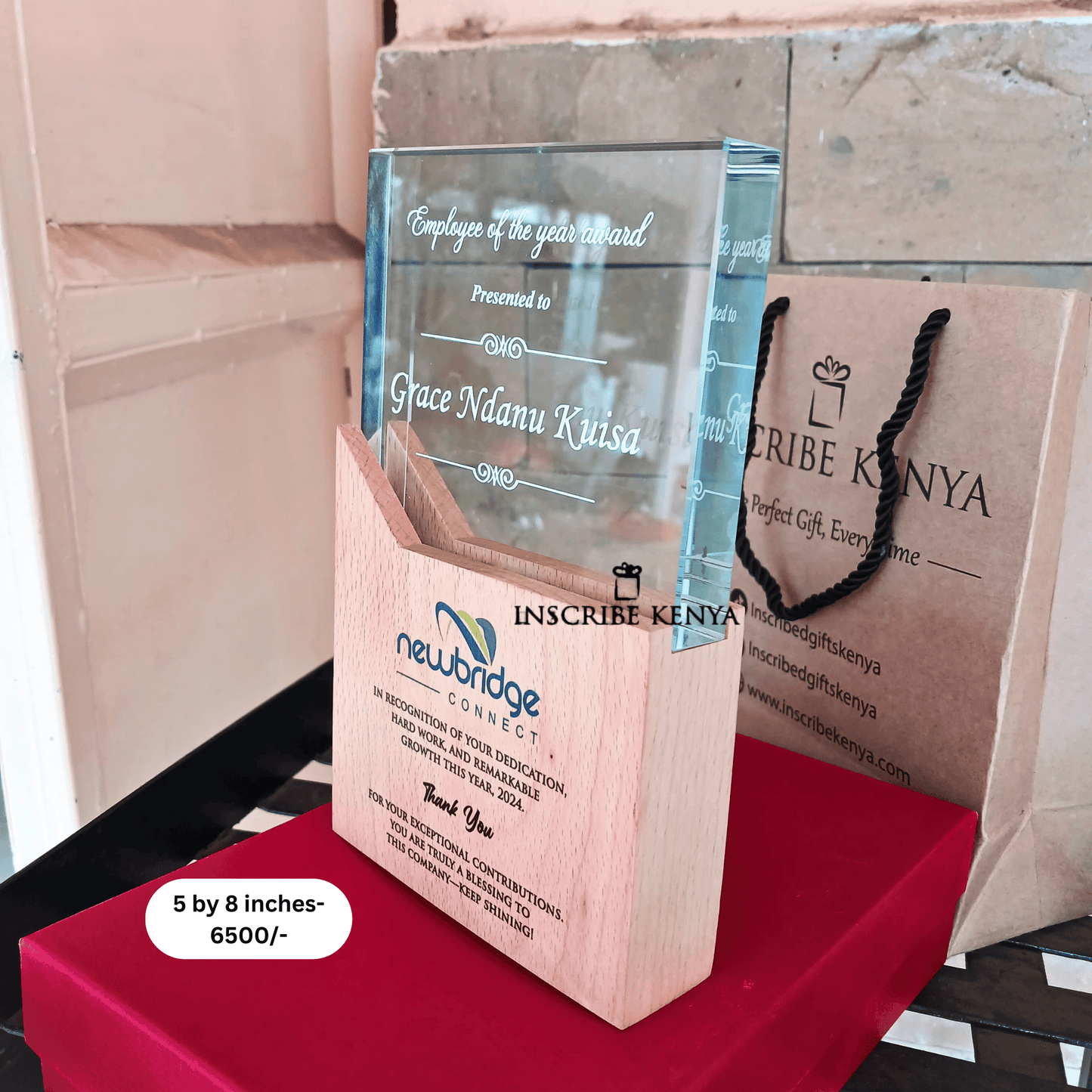 Crystal Glass Wooden Acrylic Award Trophy CW001.