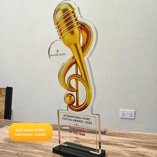 Mic Music Note Acrylic Award Trophy.