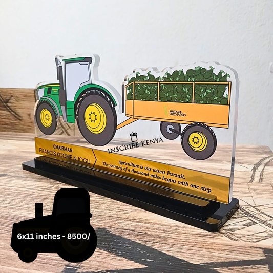 Farming Tractor Acrylic Award trophy