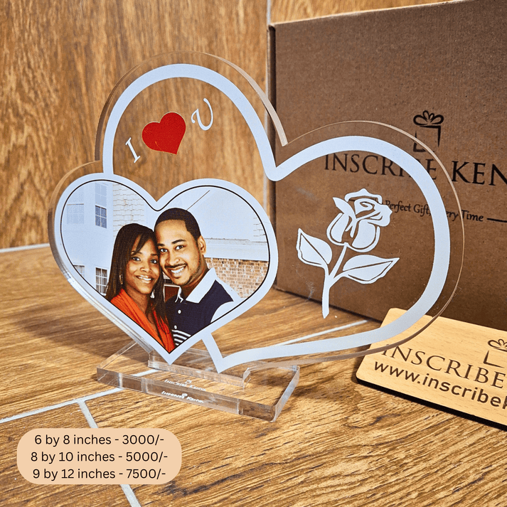 Acrylic Double Heart Picture Frame. – InscribedGiftsKe