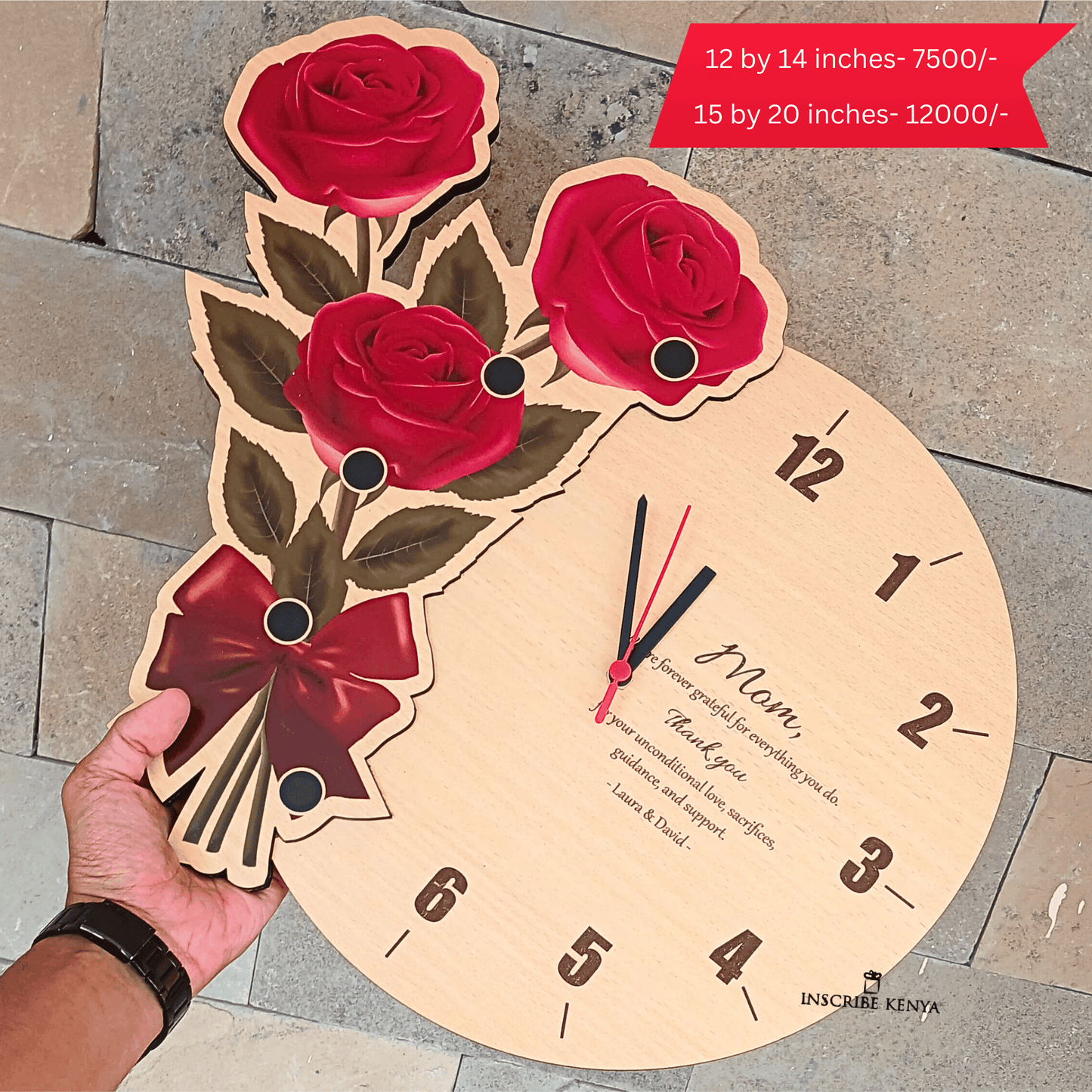 Rose theme wall clock - MOM