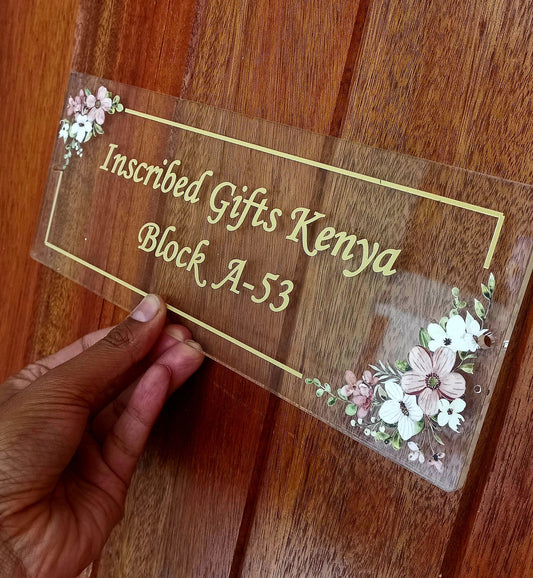 Floral Acrylic Nameplate Doorsign