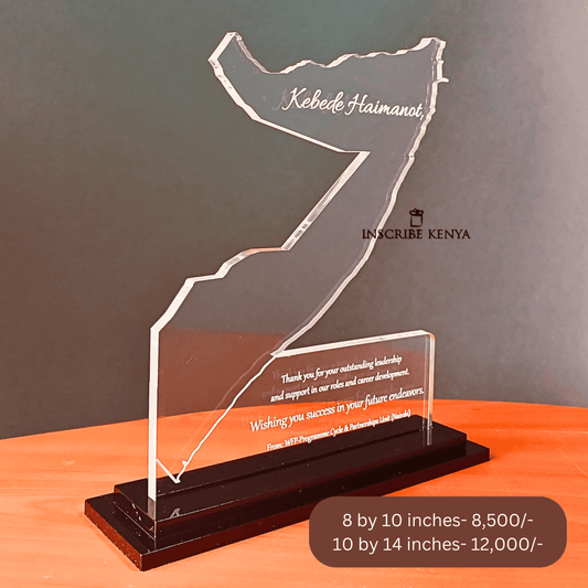 Acrylic Somalia shaped Award Trophy.