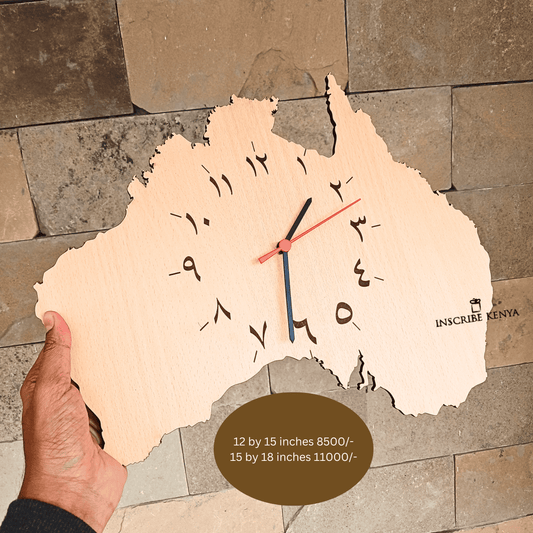 Australia Map Shaped Wooden Wall Clock