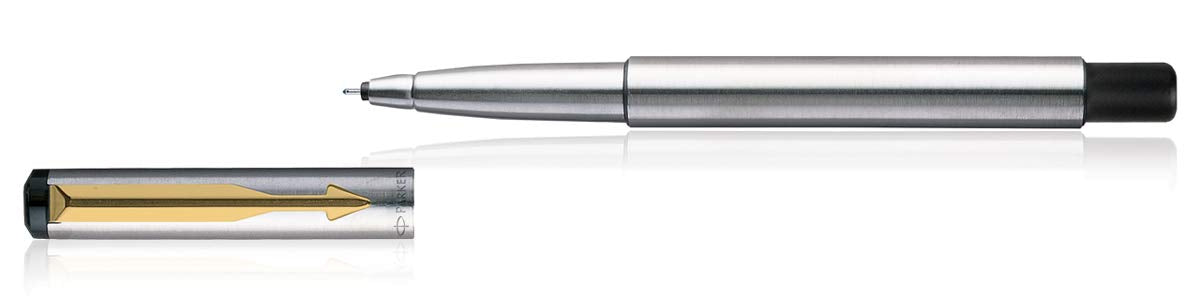 Parker Moments Vector Gold Trim Roller Ball Pen (Silver)