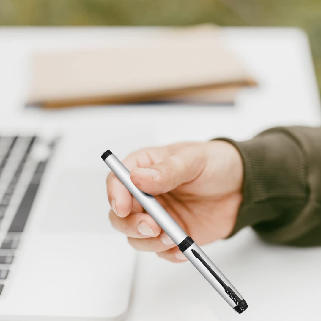 Parker Ambient White Black Metal Trim Roller Ball Pen