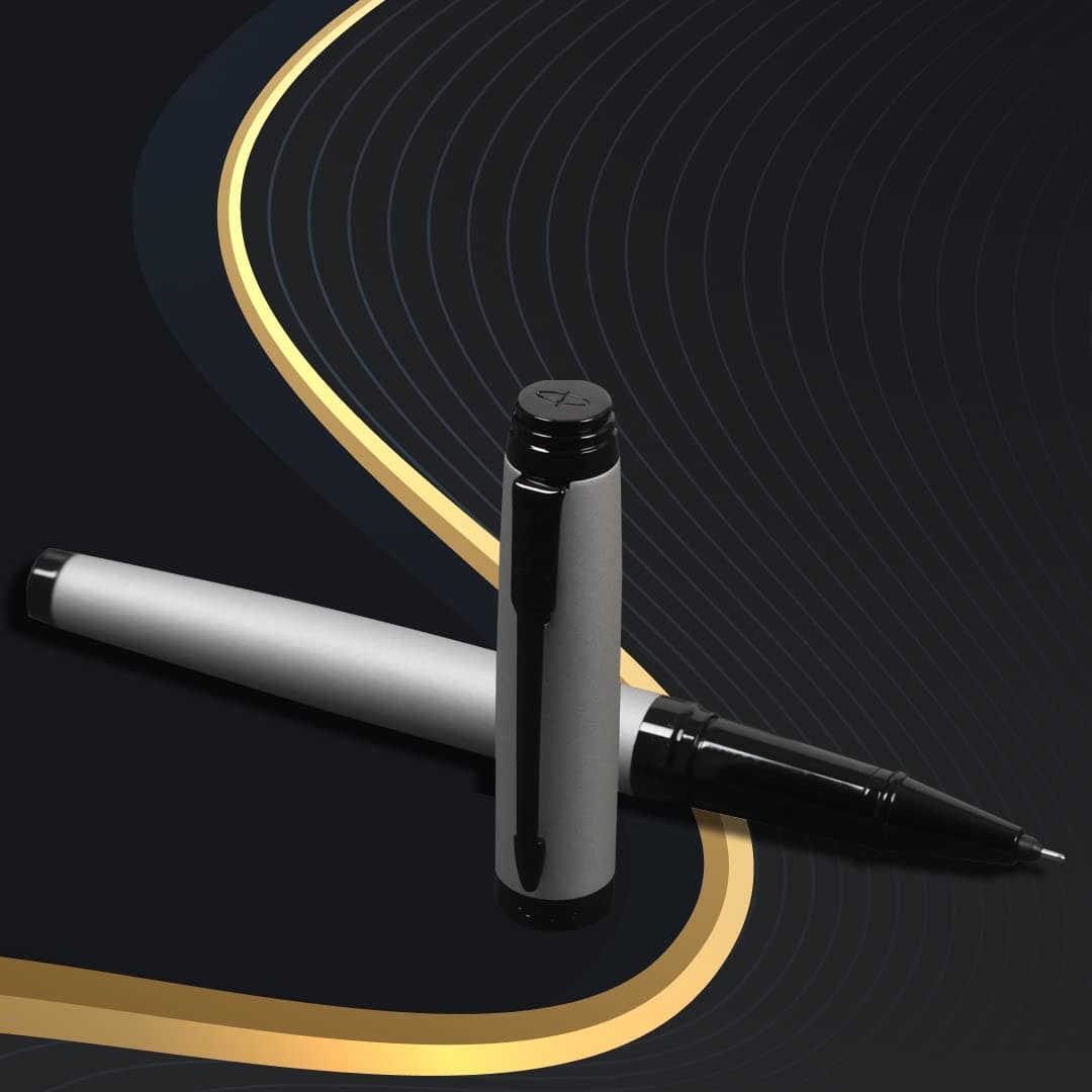 Parker Ambient White Black Metal Trim Roller Ball Pen