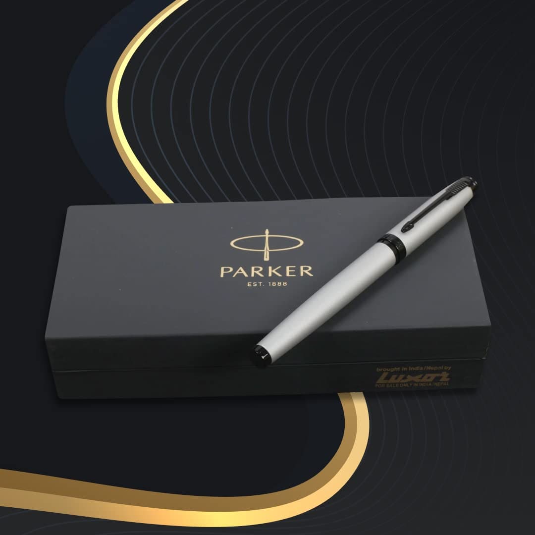 Parker Ambient White Black Metal Trim Roller Ball Pen