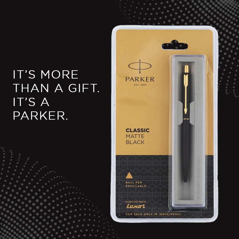 Parker Classic Matte Black GT Ball Pen, Golden color, 1 Count