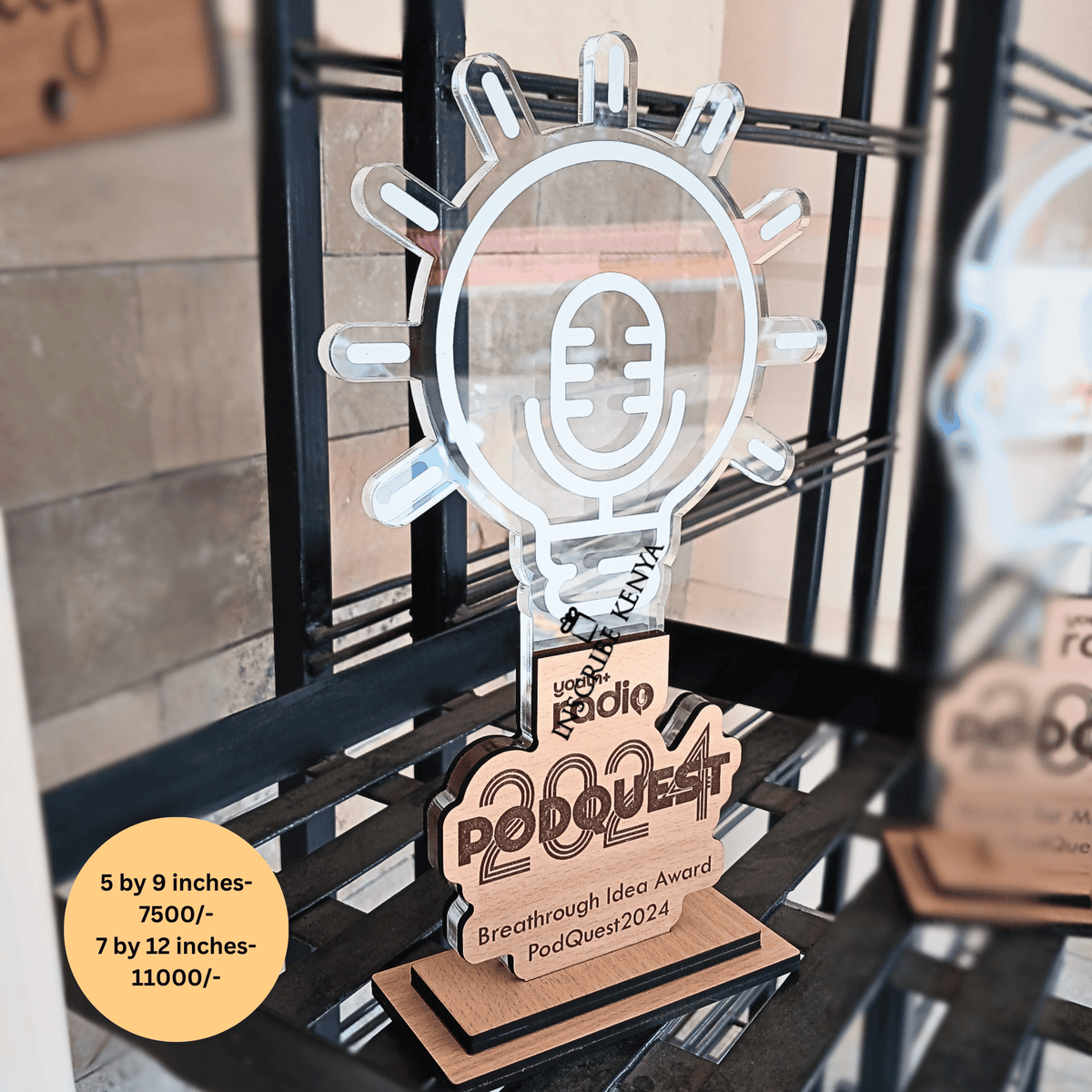 Bulb Shaped Radio Podquest Award Trophy. – InscribedGiftsKe
