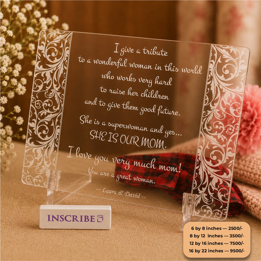 Acrylic Floral Inscribed Message Frame MF006