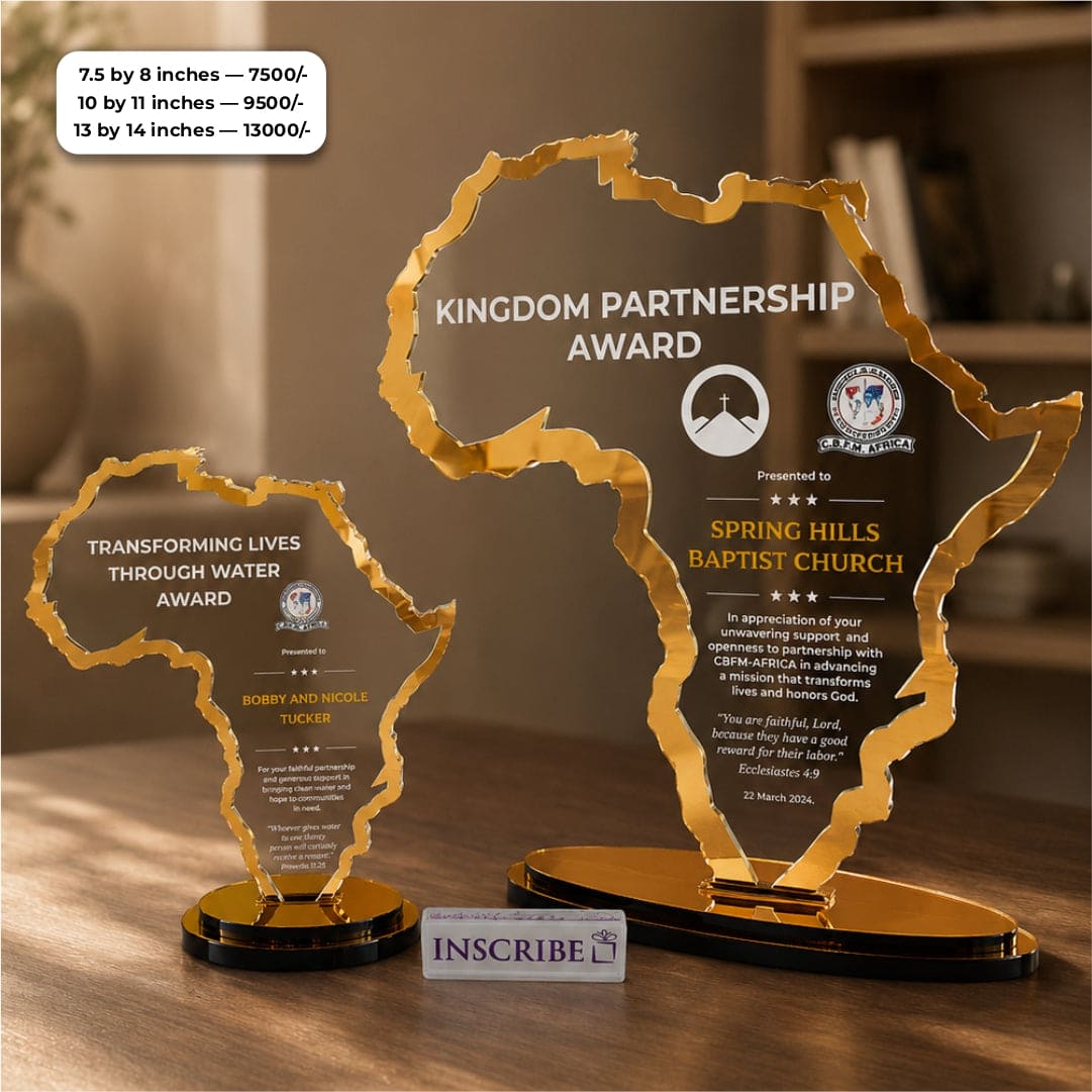 Africa Gold Stripped Acrylic Award/Tophy Plaque