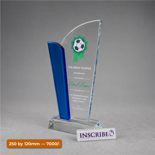 Blue Edge Crystal Glass Award Trophy