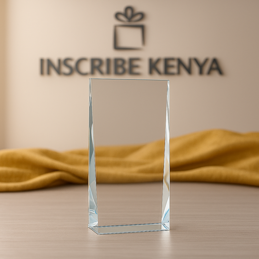 Summit Block Crystal Glass Award Trophy