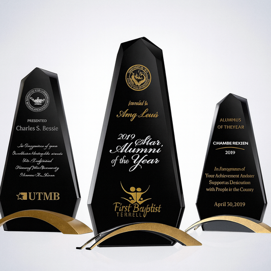 Obsidian Flame Crystal Glass Award Trophy