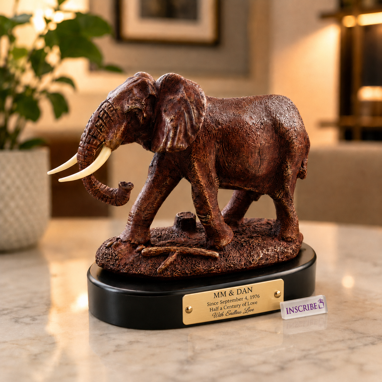 Elephant Brass Cast Sculpture Recognition Trophy - Big 5