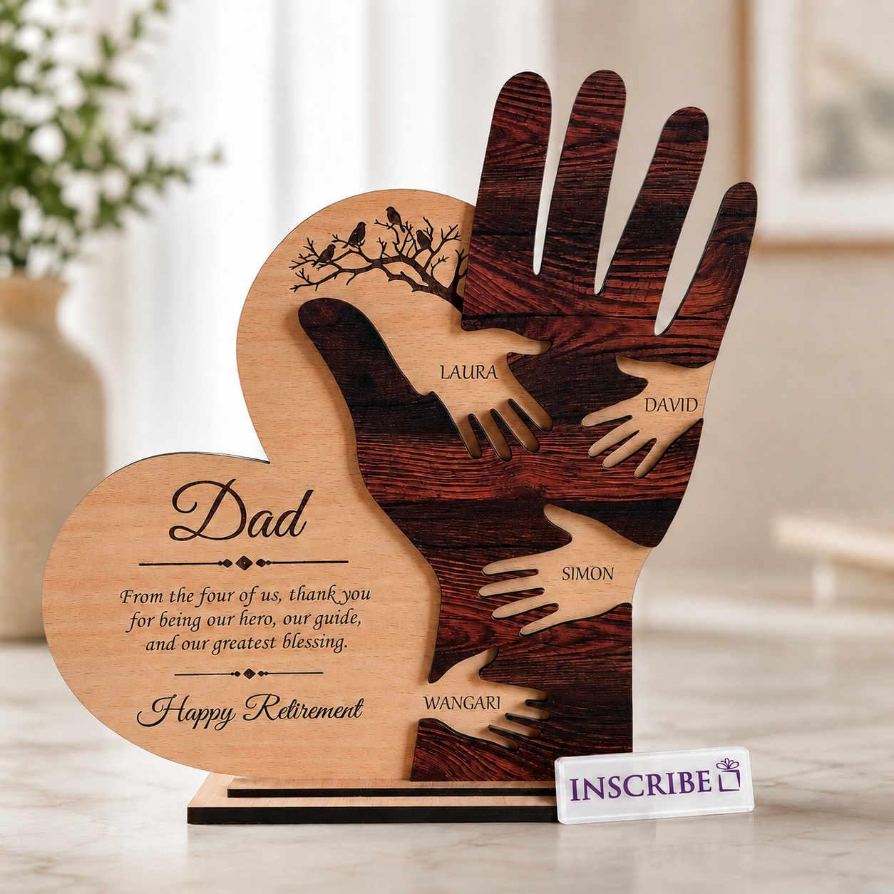 Personalized Family Handprint Wooden Plaque