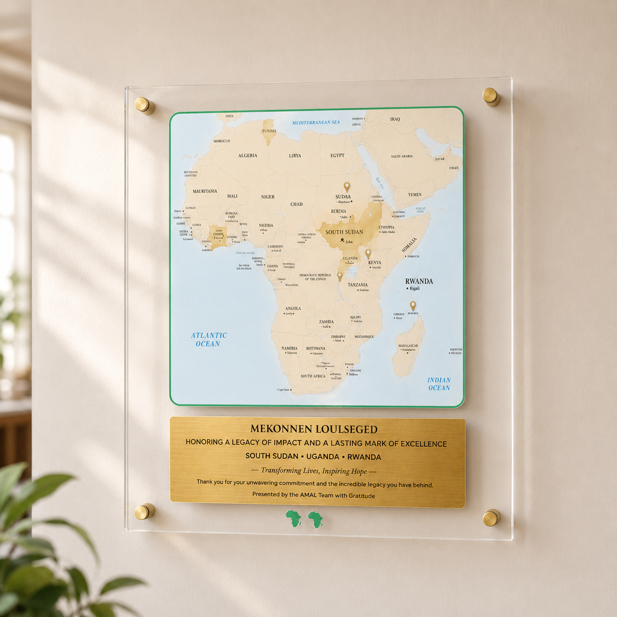 Personalized Recognition & Appreciation Wall Plaque – Africa Map Design