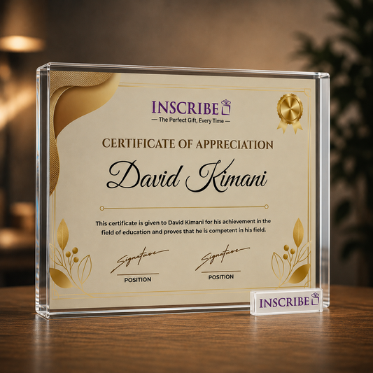 Personalized Crystal Certificate Block