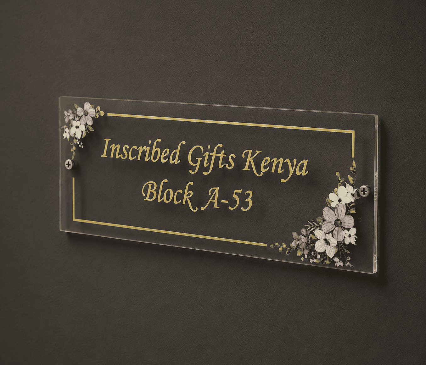 Floral Acrylic Nameplate Doorsign