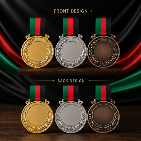 Kenya Colored Lanyard Gold / Silver / Bronze Brass Medals Personalized 6.5cm Diameter