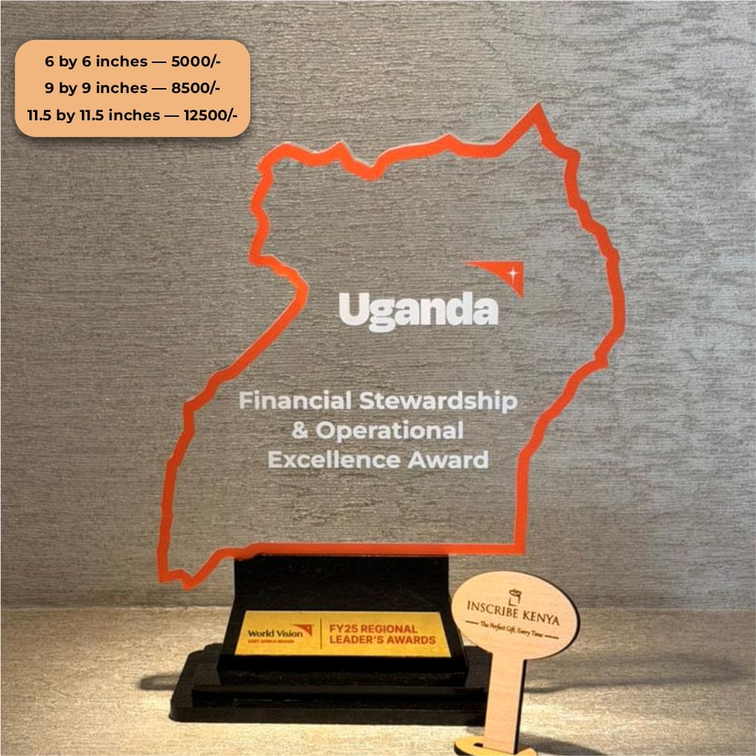 Uganda Map Shaped Acrylic Award – InscribedGiftsKe