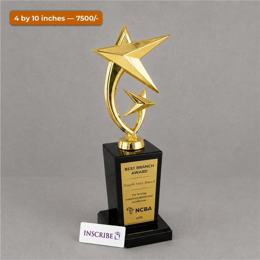 Crystal Gold Metalic Star Black Trophy Cup Award