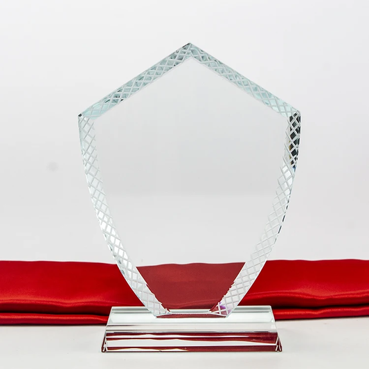 Victory Shield Crystal Glass Award Trophy
