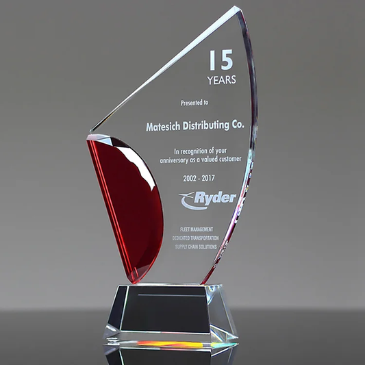Red Wing Crystal Glass Award Trophy