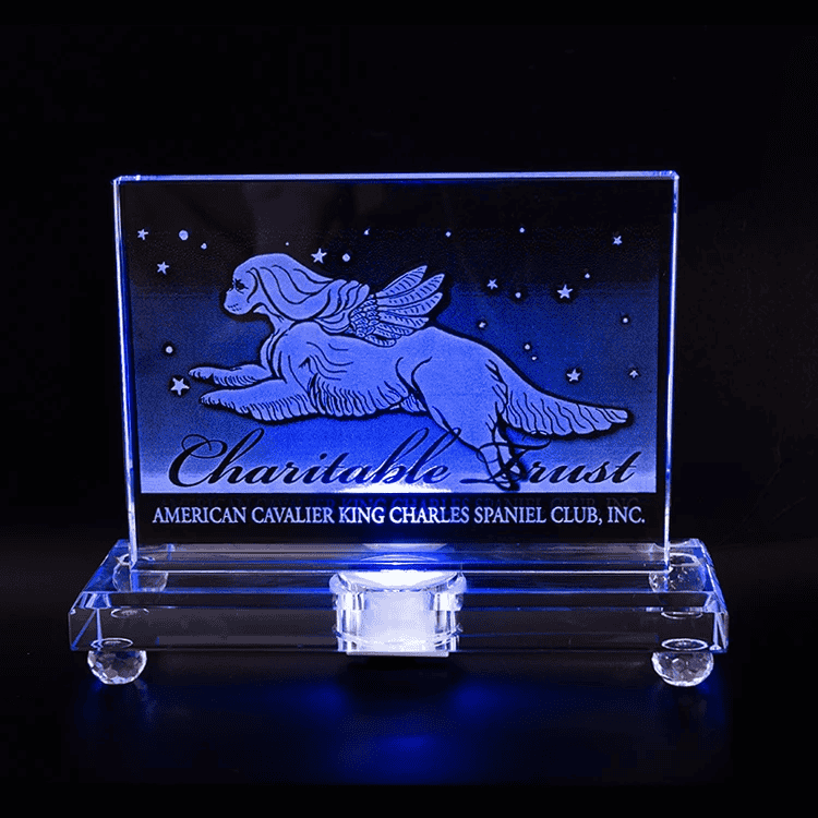 Rectangular LED Lighted Crystal Glass Award Trophy