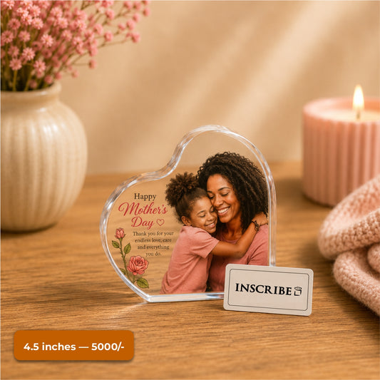 Crystal Heart Mother’s Day Plaque – Personalized Crystal Gift for Mum