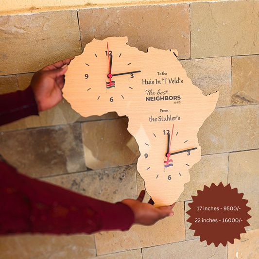 Africa Shaped Dual Clock