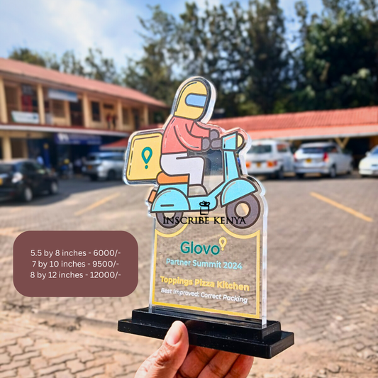 Glovo Delivery Bike Shaped Award Trophy.