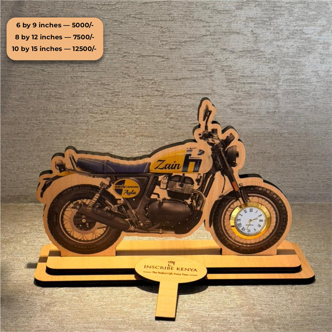 Motorbike Wooden Plaque Clock