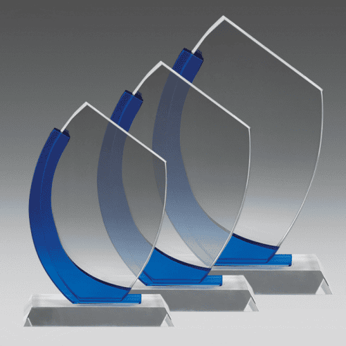 Blue Crest Crystal Glass Award Trophy