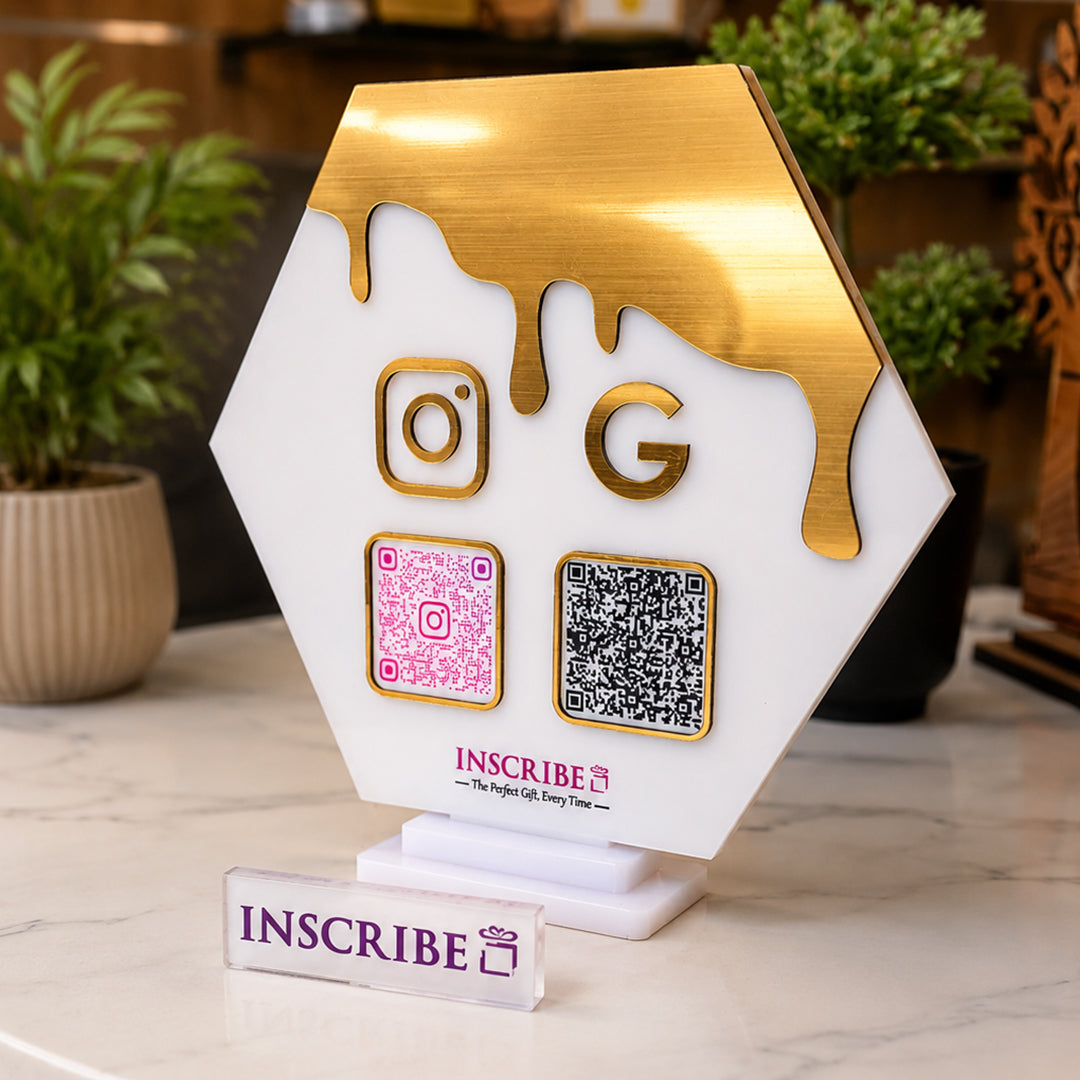 Personalized QR Code Review & Social Media Stand