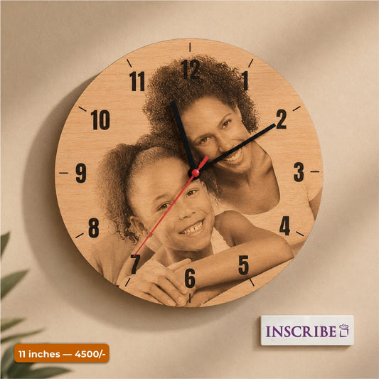 Round Wooden Picture Clock - 11 Inches