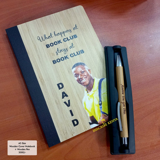 Wooden personalized Notebook + Pen Set
