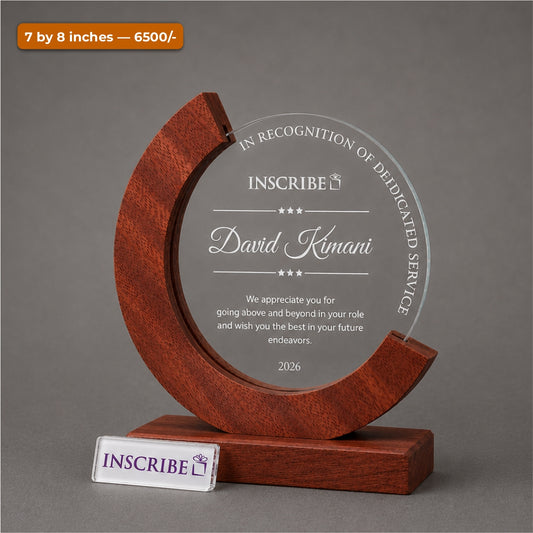 Wooden Round Crystal Glass Trophy Award